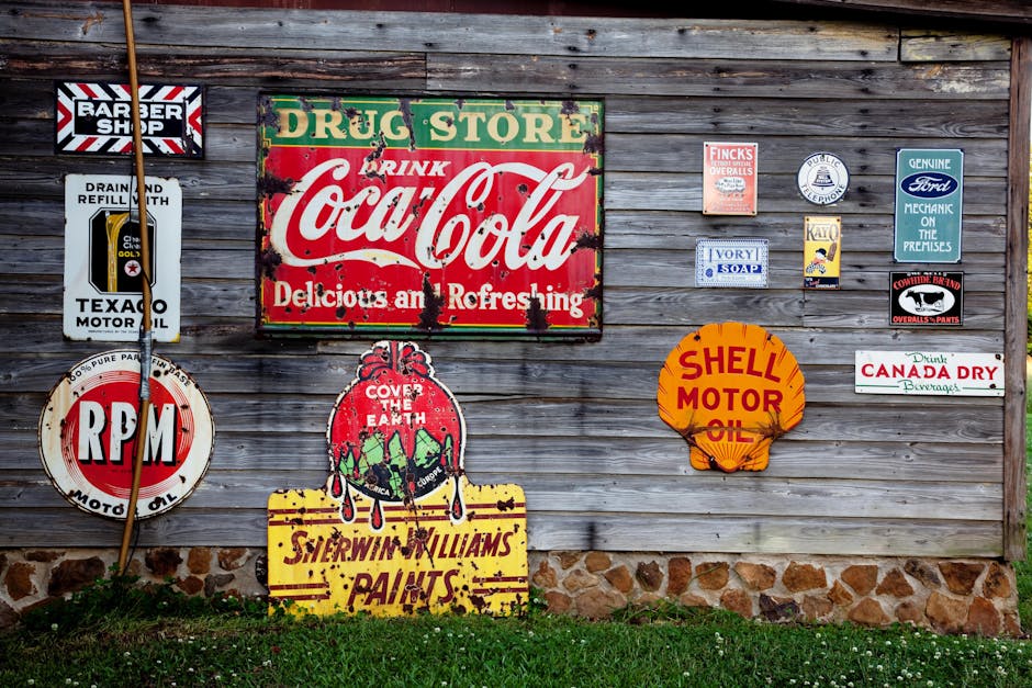 Collection of vintage advertising signs